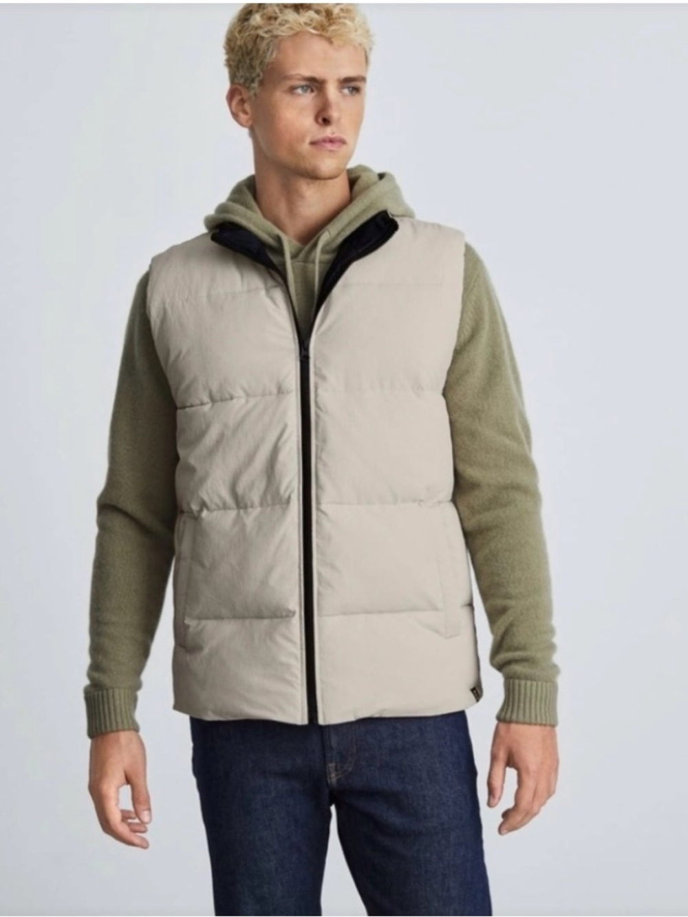 Everlane Men's Renew Puffer Vest in Sandstone Size XS